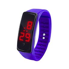Orologio elettronico per bambini con cinturino in silicone con display digitale a LED (viola)