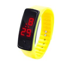 Orologio elettronico per bambini con cinturino in silicone con display digitale a LED (giallo)