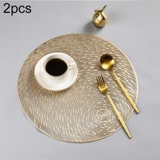2 pezzi tovagliette alla moda rotonde vuote tovagliette in PVC per tazza da caffè (oro)