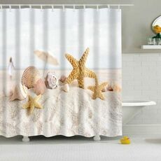 Tende da doccia lavabili in poliestere da bagno lavabili in poliestere con conchiglia di stelle marine, dimensioni: 120X180cm (conchiglia da spiaggia)