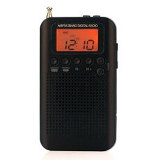 HRD-104 Mini radio portatile FM + AM a due bande con altoparlante (nero)