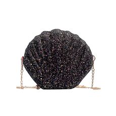Borsa a tracolla monospalla con paillettes moda a forma di conchiglia (nera)