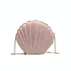 Borsa a tracolla monospalla con paillettes moda a forma di conchiglia (rosa)