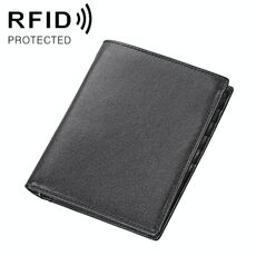 8235 Antimagnetic RFID Multi-funzione Crazy Horse Texture Portafoglio in pelle Borsa per passaporto (Nero)