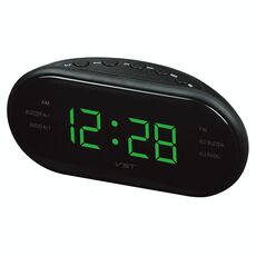 Sveglia digitale a LED con radio ovale (verde)