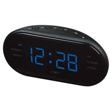 Sveglia digitale a LED con radio ovale (blu)