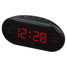 Sveglia digitale a LED con radio ovale (rossa)