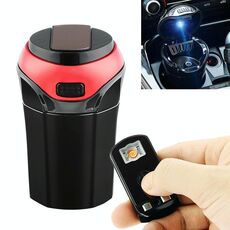 2 in 1 universale per auto staccabile accendisigari elettronico + cestino della spazzatura posacenere (rosso)