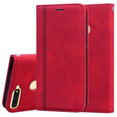 Per Huawei Honor 7A Custodia in pelle PU con vibrazione orizzontale magnetica aziendale smerigliata con supporto, slot per schede e cordino (rosso)