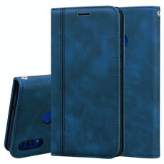 Per Huawei Honor 8X Custodia in pelle PU con vibrazione orizzontale magnetica aziendale smerigliata con supporto, slot per schede e cordino (blu)