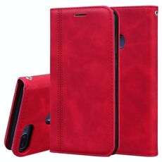 Per Huawei Honor 9 Lite Custodia in pelle PU con vibrazione orizzontale magnetica aziendale smerigliata con supporto, slot per schede e cordino (rosso)