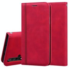 Per Huawei Honor 20 Custodia in pelle PU con vibrazione orizzontale magnetica aziendale smerigliata con supporto, slot per schede e cordino (rosso)