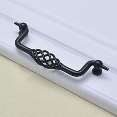 2 PCS 6100-160 Classic Birdcage Shape Armadio in ferro Maniglia per porta del cassetto del guardaroba, Distanza tra i fori: 160 mm (nero opaco)