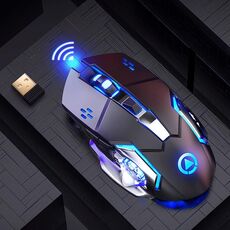 Mouse da gioco silenzioso wireless regolabile e ricaricabile a 3 modalità YINDIAO A4 2.4GHz 1600 DPI (nero argento)