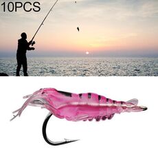 10 pezzi 4 cm pesca artificiale morbido gamberetti esche esche popper poper esche con gancio (rosa)