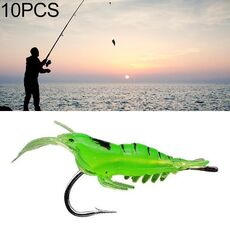 10 pezzi 4 cm pesca artificiale morbido gamberetti esche esche popper poper esche con gancio (verde)