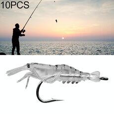 10 pezzi 4 cm pesca artificiale morbido gamberetti esche esche popper poper esche con gancio (trasparente)