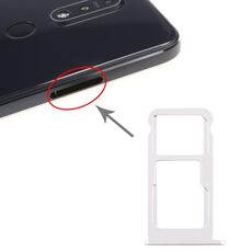 Vassoio scheda SIM + vassoio scheda SIM / vassoio scheda micro SD per Nokia 7.1 / TA-1100 TA-1096 TA-1095 TA-1085 TA-1097 (argento)