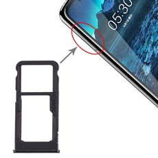 Vassoio scheda SIM + vassoio scheda SIM / vassoio scheda micro SD per Nokia 5.1 Plus / X5 TA-1102 TA-1105 TA-1108 TA-1109 TA-1112 TA-1120 TA-1199 (nero)