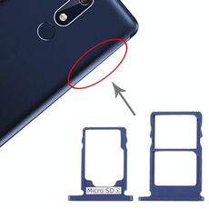Vassoio scheda SIM + vassoio scheda SIM + vassoio scheda micro SD per Nokia 5.1 TA-1075 (blu)