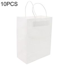 Elegante sacchetto di carta Kraft da 10 pezzi con manici per matrimoni / feste di compleanno / gioielli / vestiti, dimensioni: 12x15x6cm (bianco)