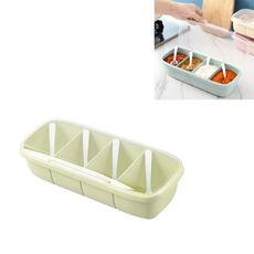 Contenitore per condimento in plastica con scomparto da cucina Barattolo per spezie con cucchiaio e coperchio (verde)