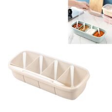Contenitore per condimento in plastica con scomparto da cucina Barattolo per spezie con cucchiaio e coperchio (albicocca)