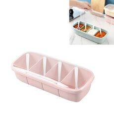 Contenitore per condimento in plastica con scomparto da cucina Barattolo per spezie con cucchiaio e coperchio (rosa)