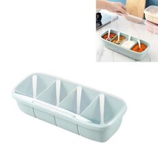 Contenitore per condimento in plastica con scomparto da cucina Contenitore per spezie con cucchiaio e coperchio (blu)