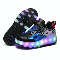 Scarpe da pattinaggio per bambini a due ruote E68 Scarpe con ruote leggere ricaricabili, taglia: 39 (blu)