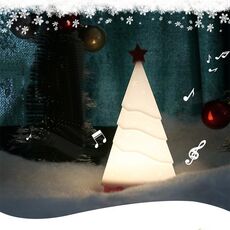 Albero di Natale con luce notturna in silicone con lampada decorativa per vacanze musicali (luce bianca)