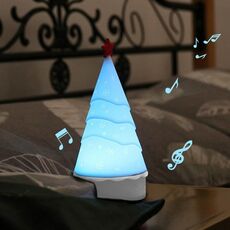 Albero di Natale con luce notturna in silicone con lampada decorativa per vacanze musicali (luce colorata)