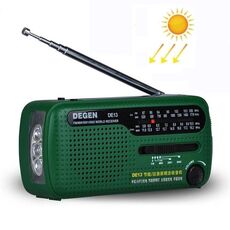 Radio esterna di emergenza con ricarica solare a banda piena di potenza a manovella DE13 (verde)