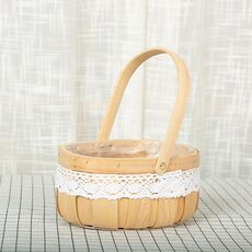 2 cesto di fiori con composizione floreale in trucioli di legno, stile: ovale