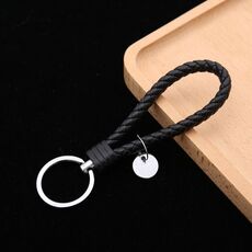 Portachiavi in ​​cuoio in cuoio in tessuto 100 PCS Portachiavi in ​​pelle Pendente in pelle BAOTOU con Piccolo pezzo rotondo (nero)