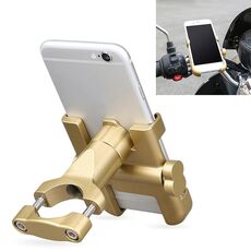 Staffa per telefono in lega di alluminio per manubrio moto, adatta per dispositivi da 60-100 mm (oro)