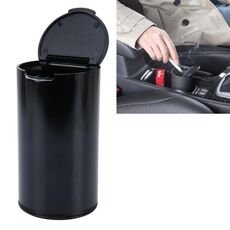 JG-036 Posacenere per bidone della spazzatura in acciaio inossidabile per auto portatile universale per la maggior parte dei portabicchieri per auto (nero)