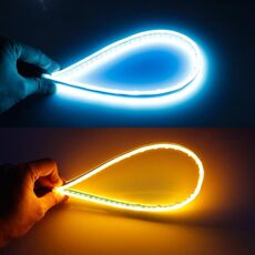 2 PCS 30cm DC12V 4.2W Luci di svolta / luci di marcia a doppio colore per auto ultrasottile, con perline LED SMD-2835 (Luci di svolta: luce gialla; Luci di marcia: luce blu ghiaccio)