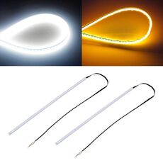 2 PCS 45cm DC12V 5W Ultra-sottile impermeabile per auto Auto Doppi colori Indicatori di direzione / Luci di marcia SMD-2835 Lampadine a LED (Indicatori di direzione: luce gialla; Luci di marcia: luce bianca)