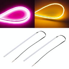 2 PCS 45cm DC12V 5W Ultra-sottile impermeabile per auto Auto Doppi colori Indicatori di direzione / Luci di marcia SMD-2835 Lampadine LED (Indicatori di direzione: luce gialla; Luci di marcia: luce rosa)