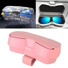 Custodia per occhiali multifunzione per auto Custodia per occhiali da sole con slot per schede, stile diamante (rosa)