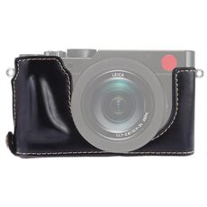 Base mezza custodia per fotocamera in pelle PU con filettatura da 1/4 di pollice per Leica DLUX TYP 109 (nera)