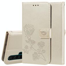 Custodia in pelle PU con flip orizzontale in rilievo rosa con supporto, slot per schede e portafoglio per Huawei Honor 20 Pro (oro)