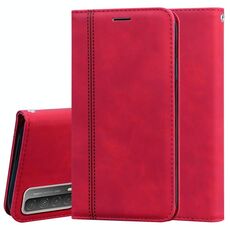 Per Huawei P Smart 2021 Business smerigliato Business Business Horizontal flip Custodia in pelle PU con supporto e carta Slot & Lanyard (rosso)