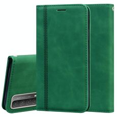 Per Huawei Honor 10x Lite Business smerigliato Business magnetico MAGNETICO Custodia in pelle PU con supporto e carta Slot & Lanyard (verde)