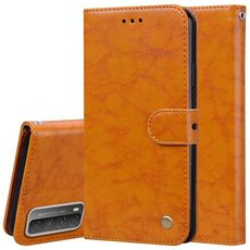 Per Huawei P Smart 2021 Business Style Oil Wax Texture Gastronomia in pelle flip con titolare e slot per schede e portafoglio (giallo)