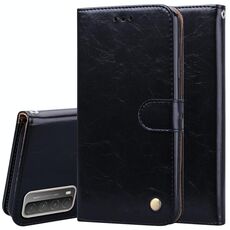 Per Huawei Honor 10x Lite Business Style Oil Wax Texture in pelle flip orizzontale in pelle con supporto e carte Slot & Portafoglio (nero)