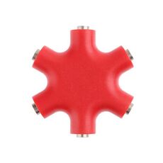 6 in 1 Adattatore audio 3.5mm Jack Multi Port Hub Aux Cuffie Splitter Converter (rosso)