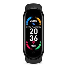 Braccialetto intelligente Sport M6, supporto per il monitoraggio della frequenza cardiaca e monitoraggio della pressione sanguigna e monitoraggio del sonno e promemoria sedentaria, Tipo: Ricarica lineare (nero)