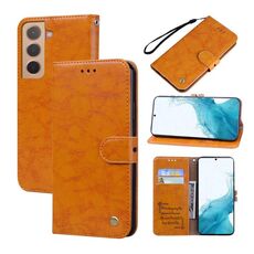 Per Samsung Galaxy S22 + 5g custodia in pelle di texture in pelle di cera (giallo)